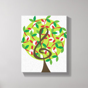 Impressão Em Tela Red Musical Note Tree Whimsical Nursery Wall Art