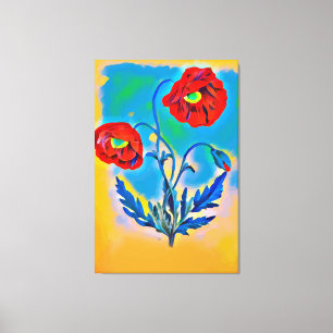 Impressão Em Tela Red Poppies flores Abstrato