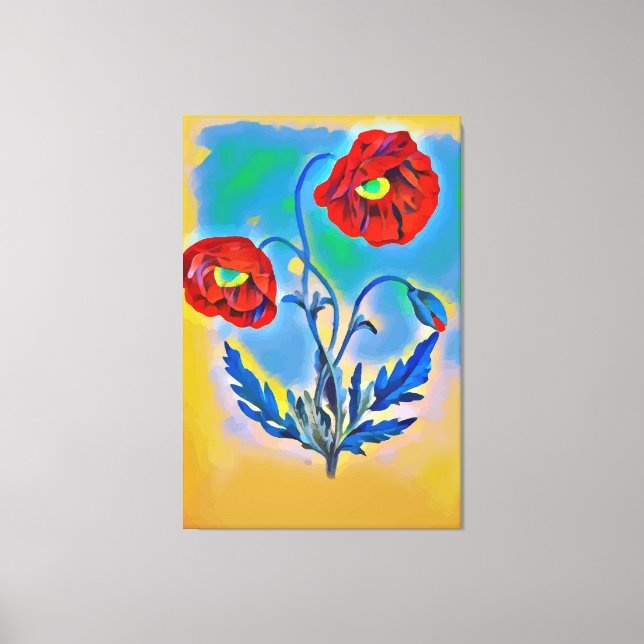 Impressão Em Tela Red Poppies flores Abstrato (Frente)