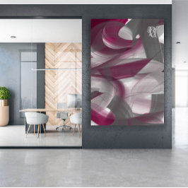 Impressão Em Tela Red Purple Pink Raspberry Black White Gray Abstrac