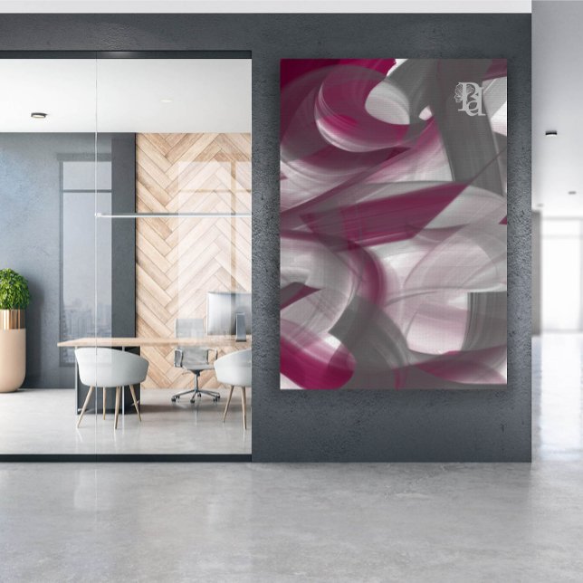 Impressão Em Tela Red Purple Pink Raspberry Black White Gray Abstrac (Criador carregado)