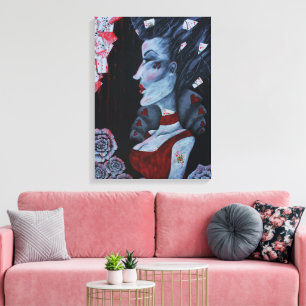 Impressão Em Tela Red Queen Of Hearts Alice Wonderland Fantasy Art