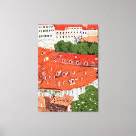 Impressão Em Tela Red Roofs Praga Cityscape Paper Collart na Repúbli