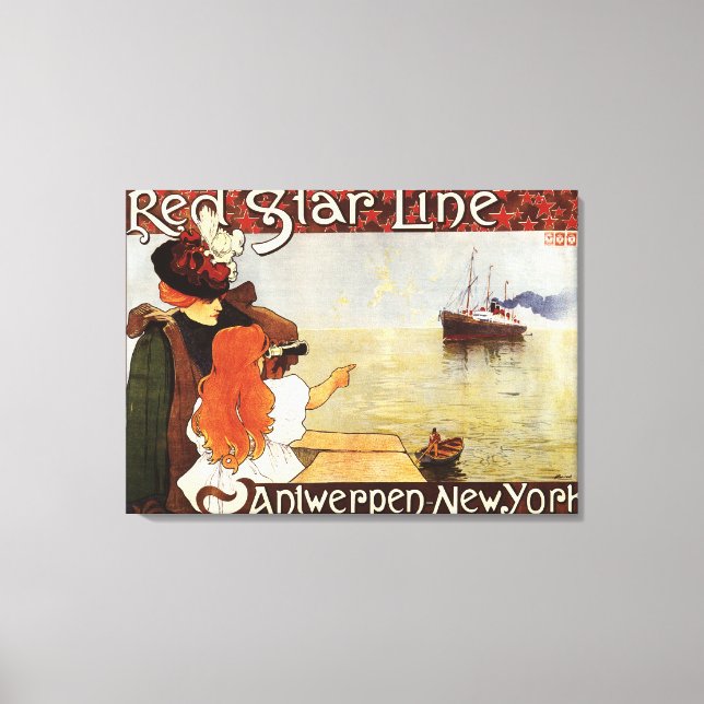 Impressão Em Tela Red Star Line Cruises para Nova York Promo Poster (Frente)