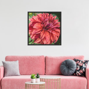 Impressão Em Tela Red Varieged Dahlia Bloom Floral
