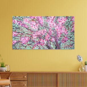 Impressão Em Tela Redbud Em Um Céu Verde Opaco / Artista Larry Lerew