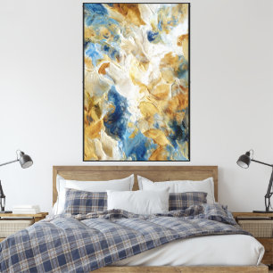 Impressão Em Tela Redemoinho & Brilho: Textura Azul Ouro Arte Abstra