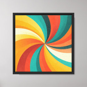 Impressão Em Tela Redemoinho de Cores Retrô – Fundo Abstrato Vintage