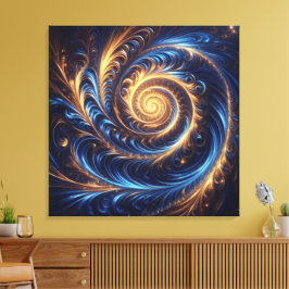 Impressão Em Tela Redemoinhos Modernos Abstratos Espaciais Azul Real