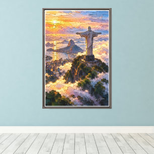 Impressão Em Tela Redentor Acima das Nuvens