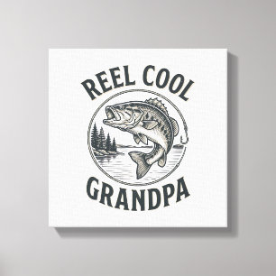 Impressão Em Tela Reel Cool Avô Camisa de Pesca de Rúcula Vintage De