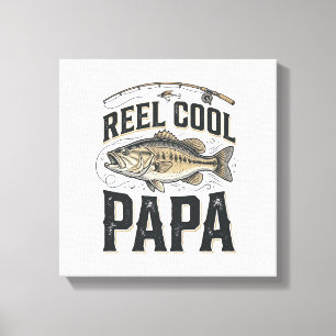 Impressão Em Tela Reel Cool Papa Design de Vetor de Pesca Vintage_1