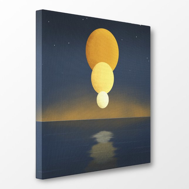 Impressão Em Tela Reflexão da Lua Tripla Serene (Serene Triple Moon Reflection Canvas Print at Modern Shapes Canvas. Choose your size.)