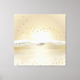 Impressão Em Tela Reflexão Dourada Da Montanha Solar De Inverno Em Á