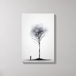 Impressão Em Tela Reflexão Solitária Arte Negra e Branca Minimalista