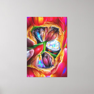 Impressão Em Tela Reflexões Vibrantes de Tulipas de Abstrato