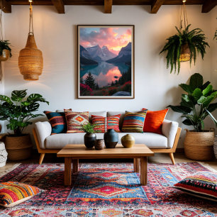 Impressão Em Tela Reflexos do Pôr do Sol