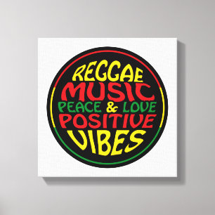 Impressão Em Tela Reggae Music com afirmações e citações positivas