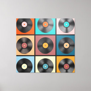 Impressão Em Tela Registros de vinilo: conjunto retrô LP.