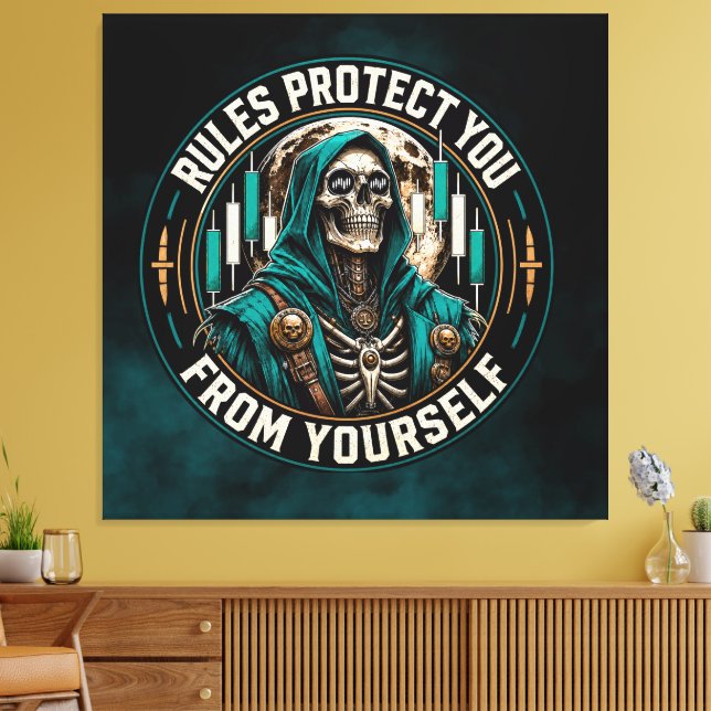 Impressão Em Tela Regras Protegem Você de Si Mesmo Fumaça Teal Ceifa (Insitu(Sala de estar))