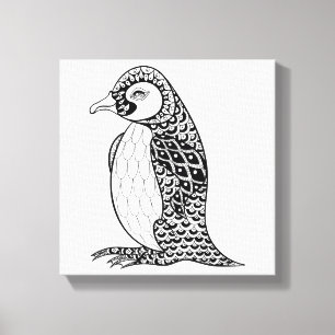 Impressão Em Tela Rei pinguim artístico Zendoodle 6
