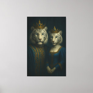 Impressão Em Tela Rei & Rainha do Tigre Branco Real – Coroa de Safir