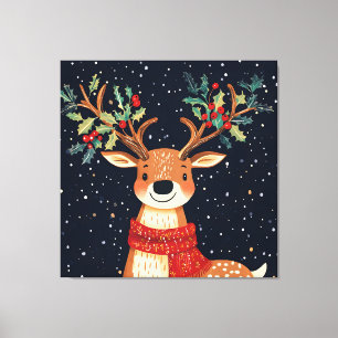 Impressão Em Tela Reindeer Starry Natal Twinkle Night