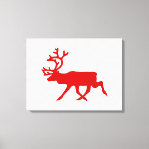 Impressão Em Tela Reindeer Vermelho/Silhueta das Caraíbas