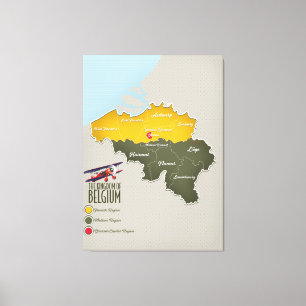 Impressão Em Tela Reino da Bélgica belo mapa