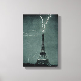 Impressão Em Tela Relâmpago em choque com a Torre Eiffel