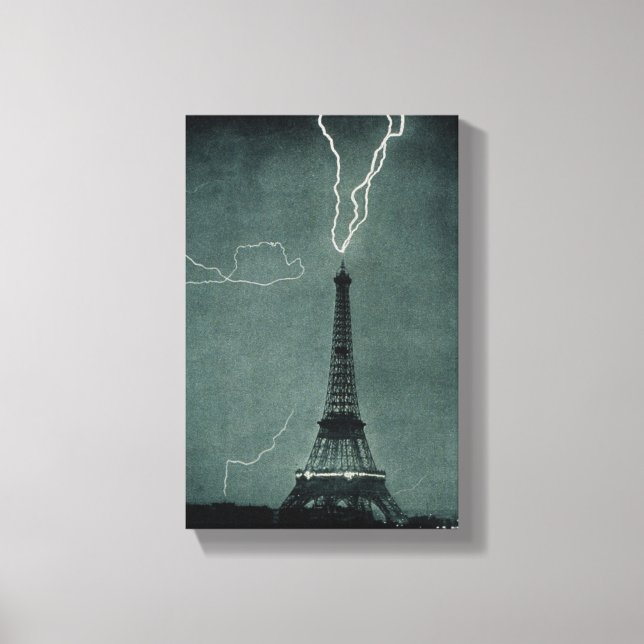 Impressão Em Tela Relâmpago em choque com a Torre Eiffel (Frente)