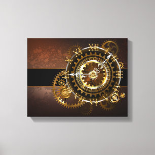 Impressão Em Tela Relógio a vapor com engrenagens antigas