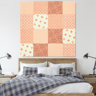 Impressão Em Tela Remendo Rosa Retro