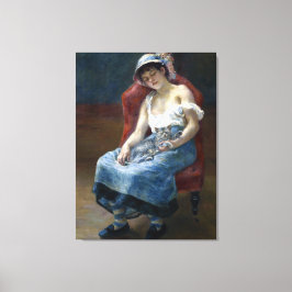Impressão Em Tela Renoir Sleeping Girl Com Cat Classic Art