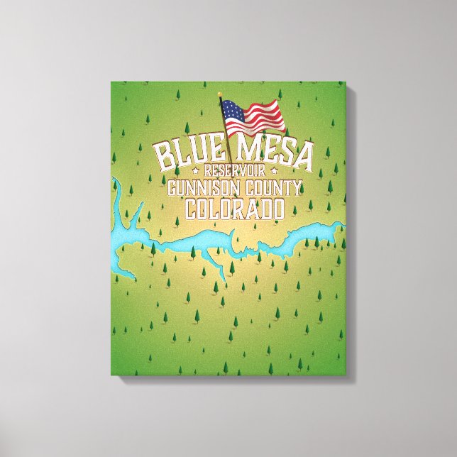 Impressão Em Tela Reservatório Blue Mesa, Gunnison, Mapa do Condado  (Frente)