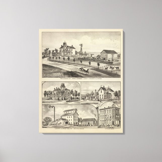 Impressão Em Tela Residências do condado de Dickinson, Kansas (Frente)