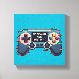 Impressão Em Tela Respawn and Retry - Retro Gaming Glitch Art