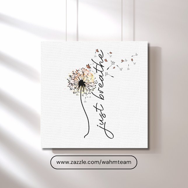 Impressão Em Tela Respira a borboleta Dandelion Inspiração Yoga (Just Breathe Dandelion Blowing in Wind Wall Art Canvas)
