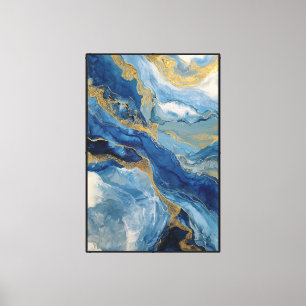 Impressão Em Tela Resplendor Marble: Arte de Parede Abstrata Azul e