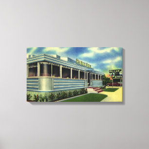 Impressão Em Tela Restaurante Retroativo do 50 Clássico Vintage Dine