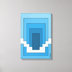 Impressão Em Tela Retângulo Abstrato em Azul 