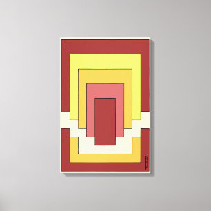 Impressão Em Tela Retângulo Abstrato Multicolorido (Estilo dos Anos 