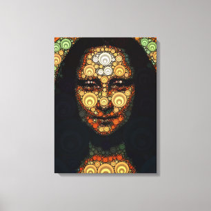 Impressão Em Tela Retrato Abstrato da Mona Lisa Inspirado em Geometr