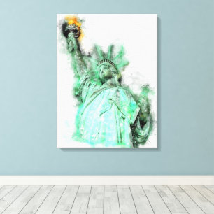 Impressão Em Tela Retrato aproximado aquarela da Estátua da Liberdad