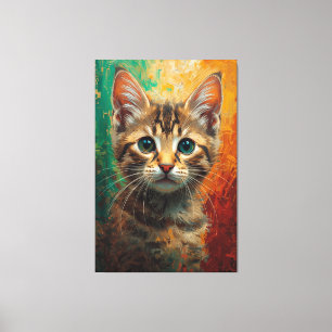 Impressão Em Tela Retrato Artístico De Kitten - Pintura A Óleo Vibra
