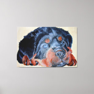 Impressão Em Tela Retrato Artístico Rottweiler