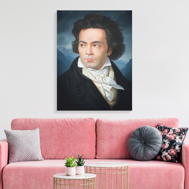 Impressão Em Tela Retrato clássico de Beethoven (Insitu(Sala de estar))