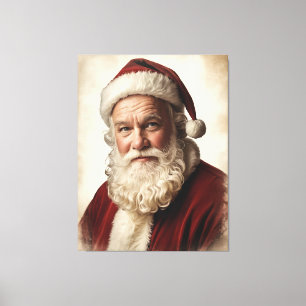 Impressão Em Tela Retrato clássico do Pai Natal com Sorriso Gentil