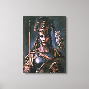 Impressão Em Tela Retrato Colorido "Lealdade feroz de Athena"
