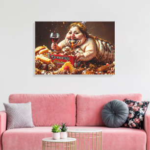 Impressão Em Tela Retrato Colorido "Rainha do Decaimento Glutônico"